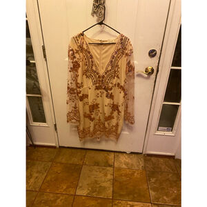 Southern Fried Chic beige sequins dress size XXXL